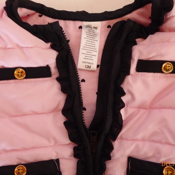 Little Me Brand 12 Month Zip Front Jacket with Faux Fur vest - Picture 8 of 11